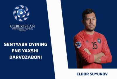 Sentyabr oyining eng yaxshi darvozaboni – Eldor Suyunov 