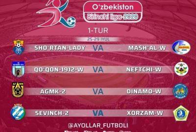 Ayollar futboli. Birinchi liga to‘liq taqvimi