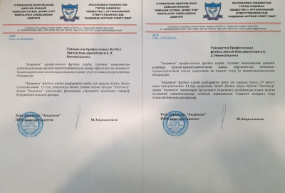 “Andijon” futbol klubi jiddiy ogohlantirilgan holda “Paxtakor” bilan o‘yinga qo‘yiladi