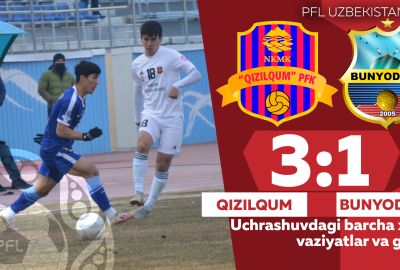 O‘zbekiston Coca Cola kubogi 1/8 final QIZILQUM — BUNYoDKOR 3:1