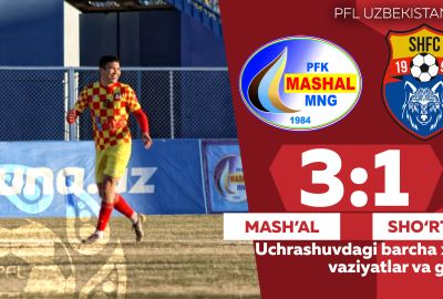 O‘zbekiston Coca Cola kubogi 1/8 final MASh’AL — ShO‘RTAN 3:1