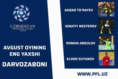 Avgust oyining eng yaxshi darvozabonini aniqlash uchun ovoz bering 